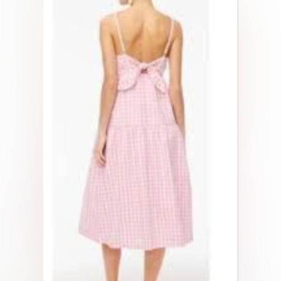 Dresses & Skirts - J.Crew Pink Gingham Tie back  Sleeveless Midi Dress with Tiered Skirt Size 8